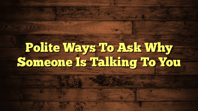 Polite Ways To Ask Why Someone Is Talking To You